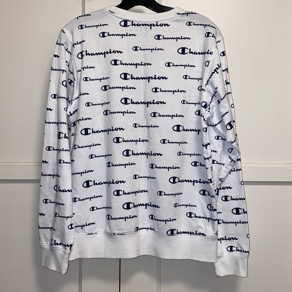 Champion XL White Sweatshirt Long Sleeve Logo Print - Picture 3 of 14